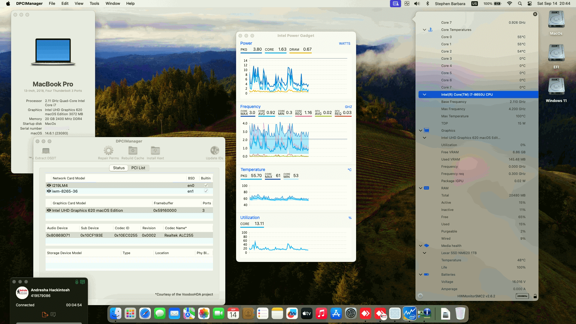 Success Hackintosh macOS Sonoma 14.6.1 Build 23G93 in Fujitsu LifeBook U938
